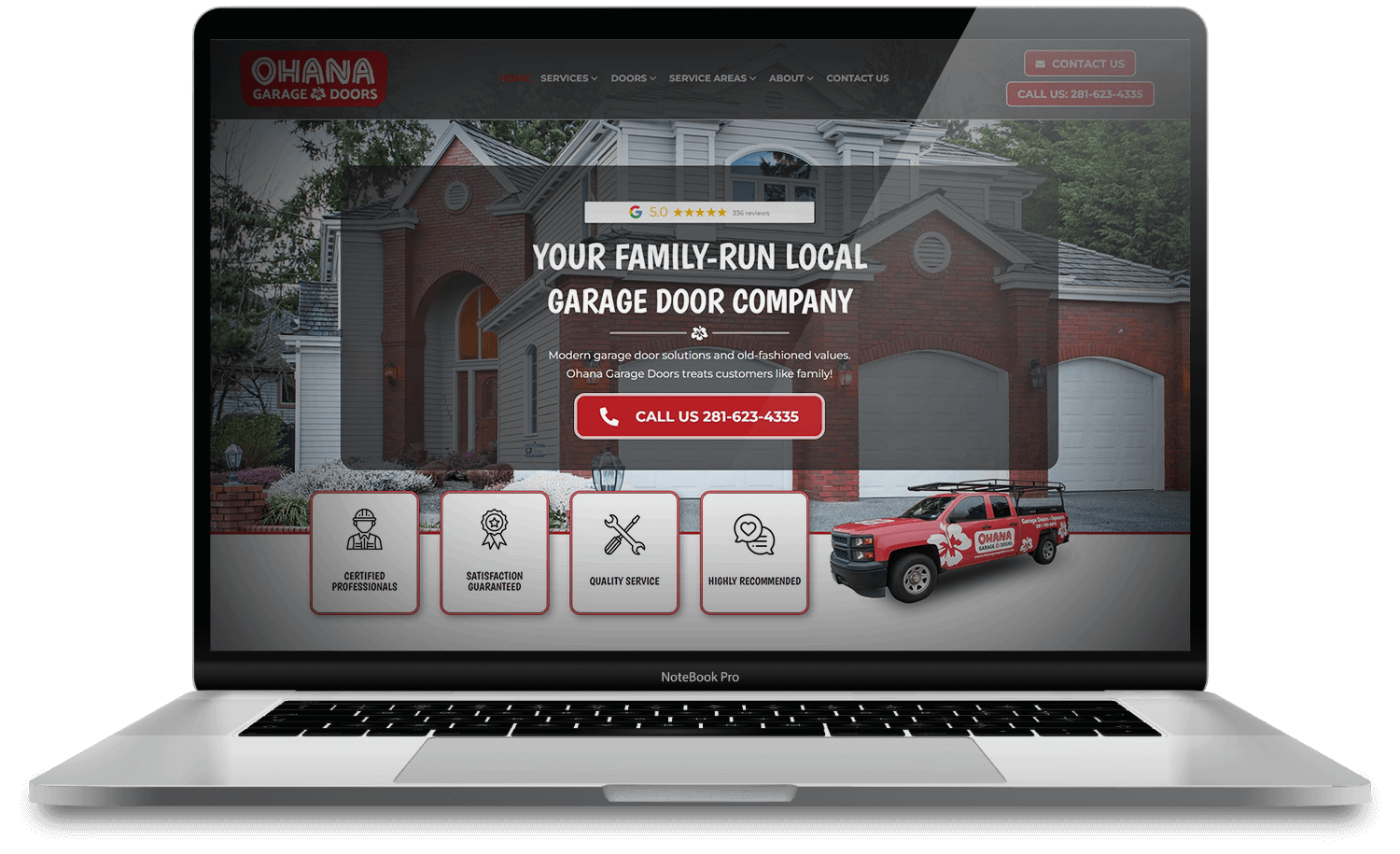 Ohana Garage Doors Website Design