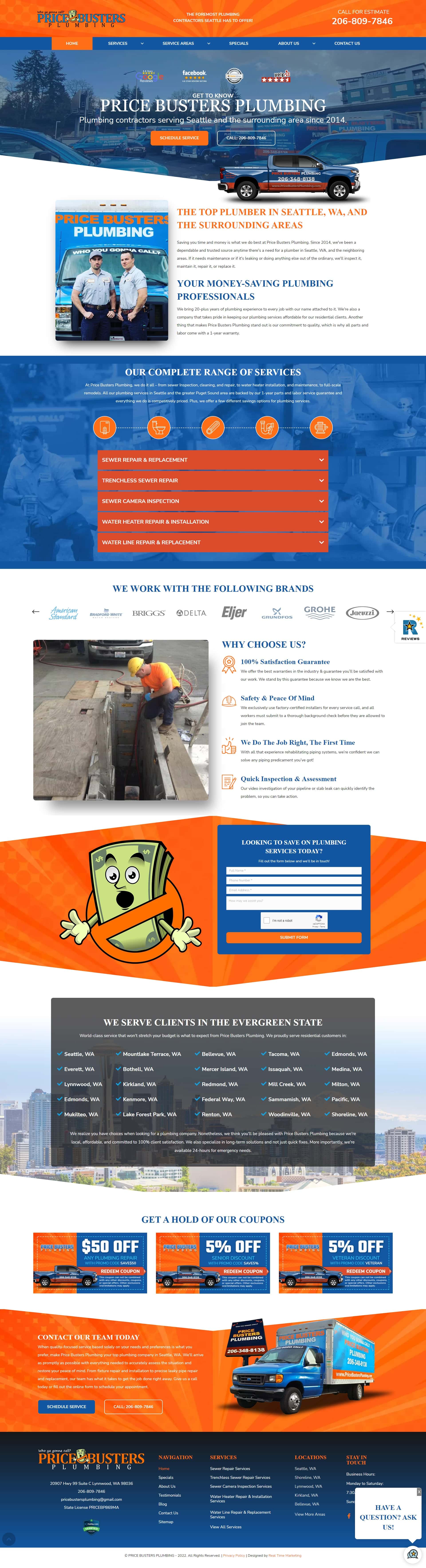 Price Busters Plumbing Web Page Design