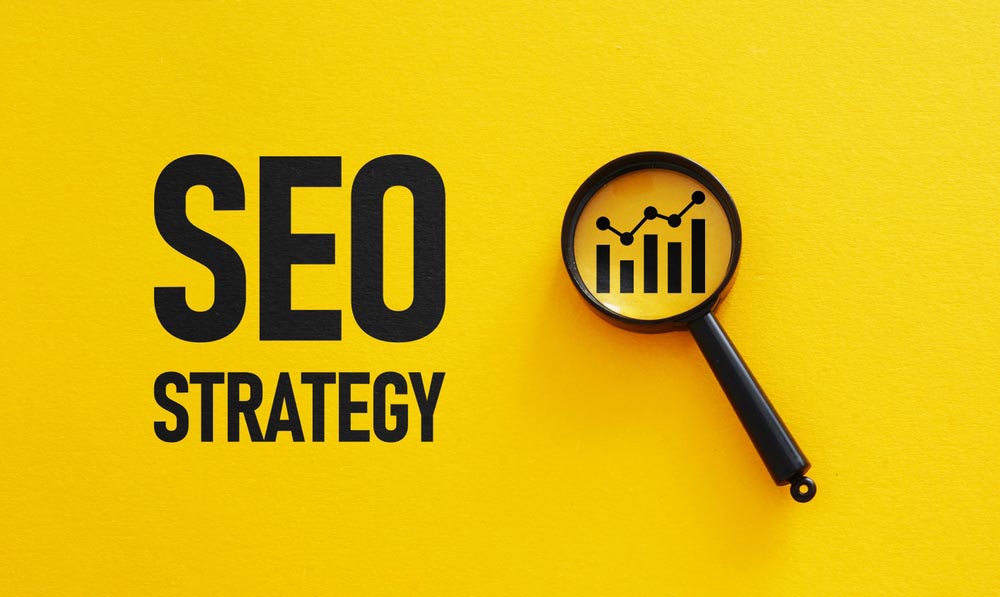 SEO strategy is shown using a text