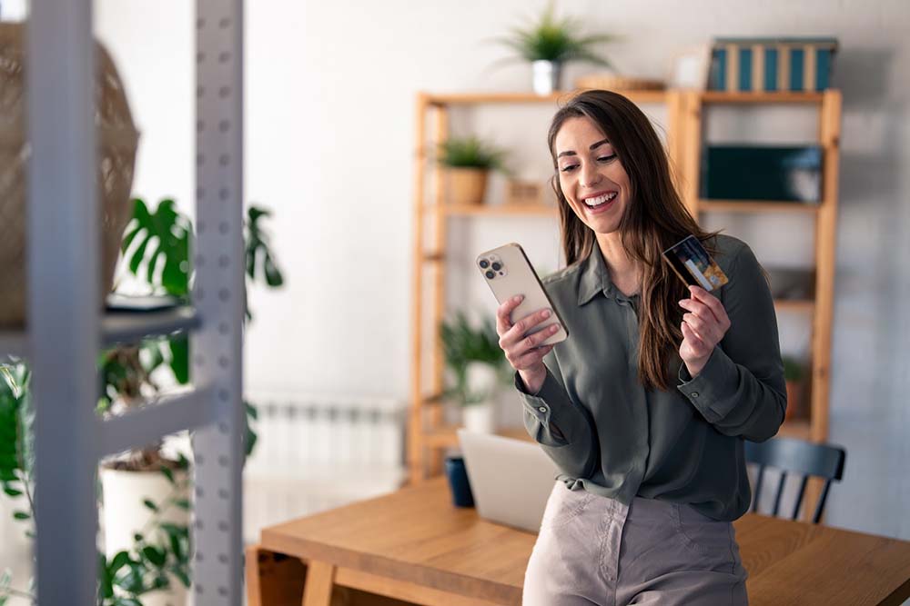 Person using their mobile for browsing and online shopping