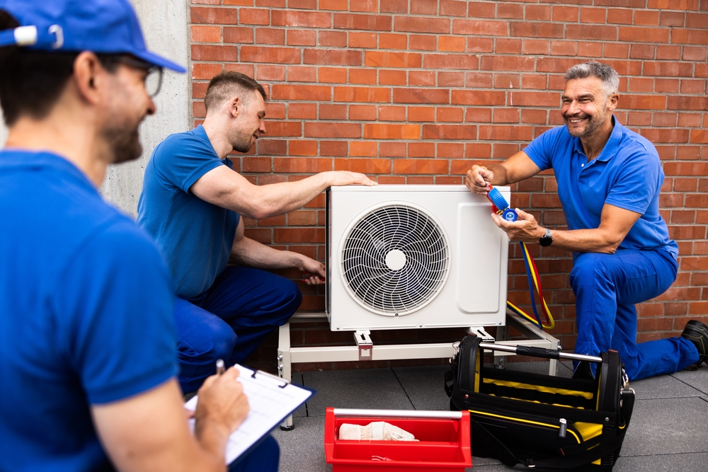 HVAC technician recording a friendly introduction video